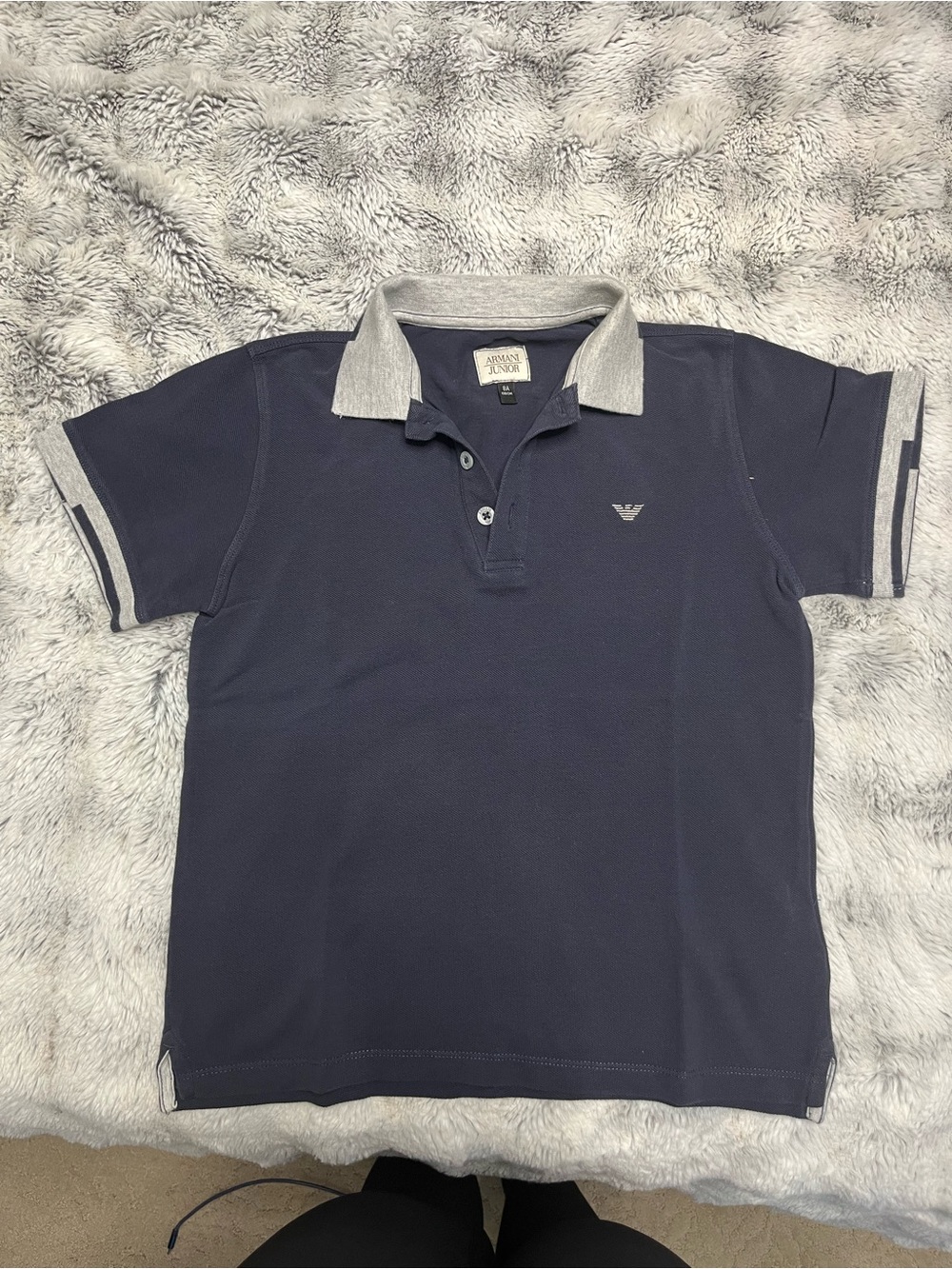 Emporio Armani Navy Polo with Gray Trim - Kids